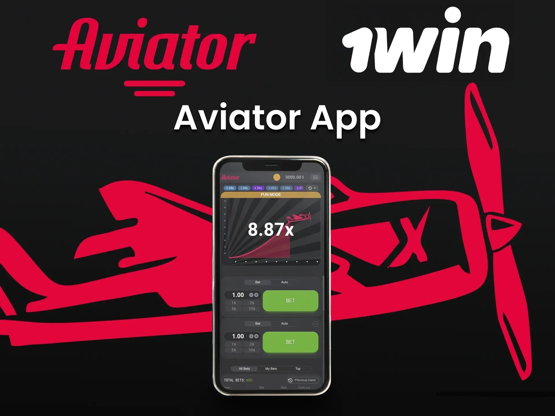 Play the Aviator game with the 1win app.