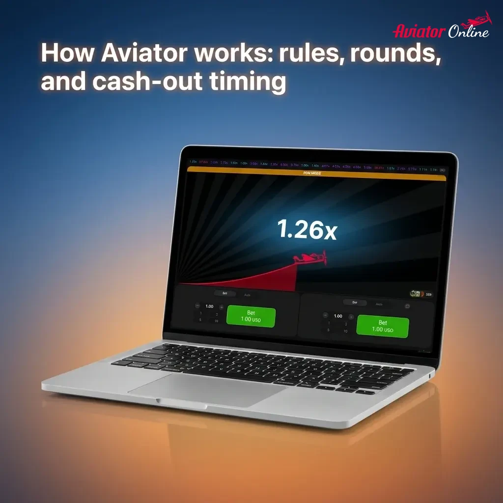 Aviator game rules showing multiplier rising from 1.00x, cash-out timing before crash, and option for two bets per round
